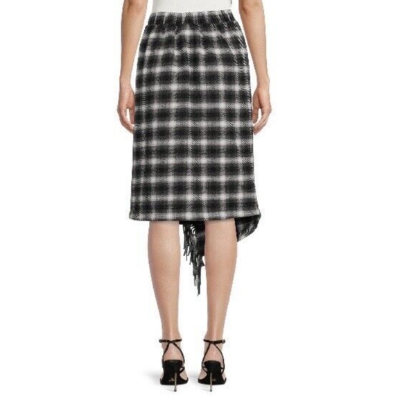 Time and Tru Faux Wrap Flannel Skirt Pull-up Plaid Warm Fringe Office 16-18 XL - Picture 2 of 15